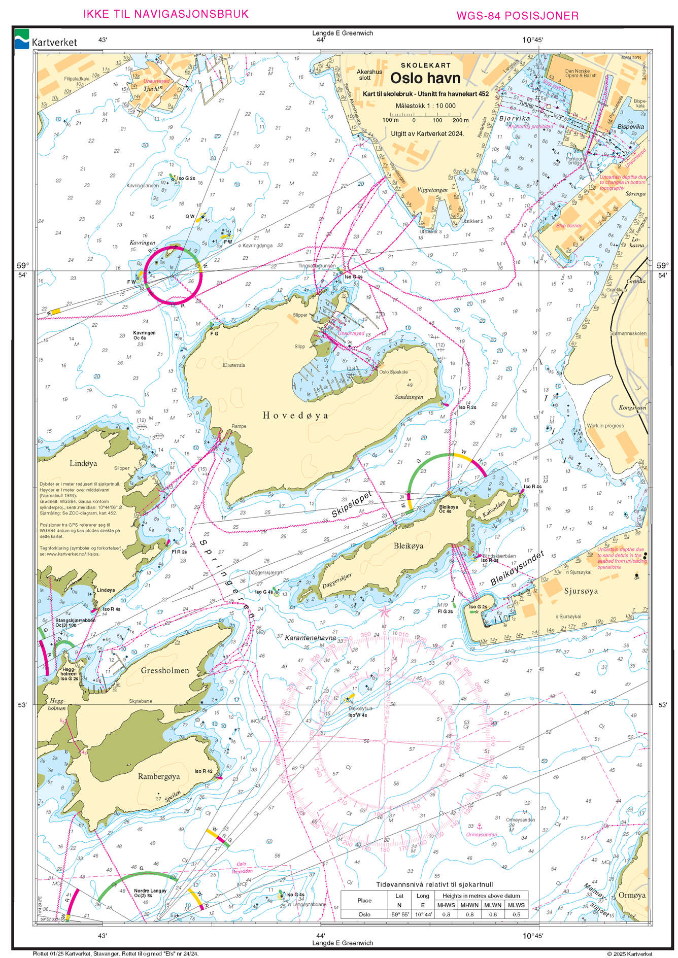 Skolekartet Oslo havn viser utsnitt fra Oslo havnekart.